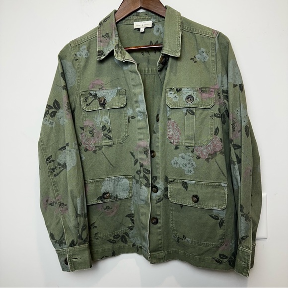 Lucky Brand Green Floral Utility Chore Jacket Women’s Size Small - Picture 2 of 9